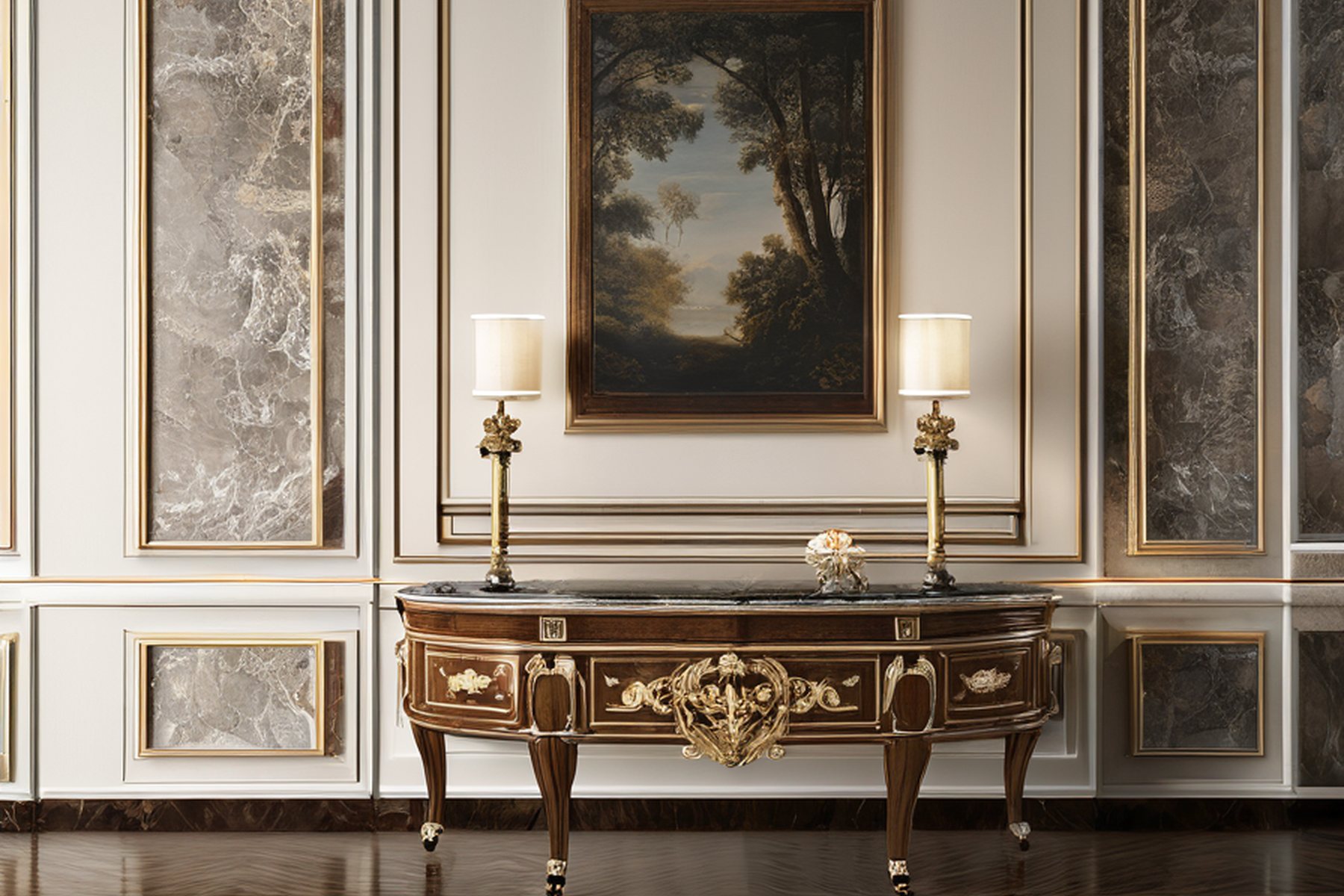 bespoke luxury classic furniture custom console frame by Modenese Gastone