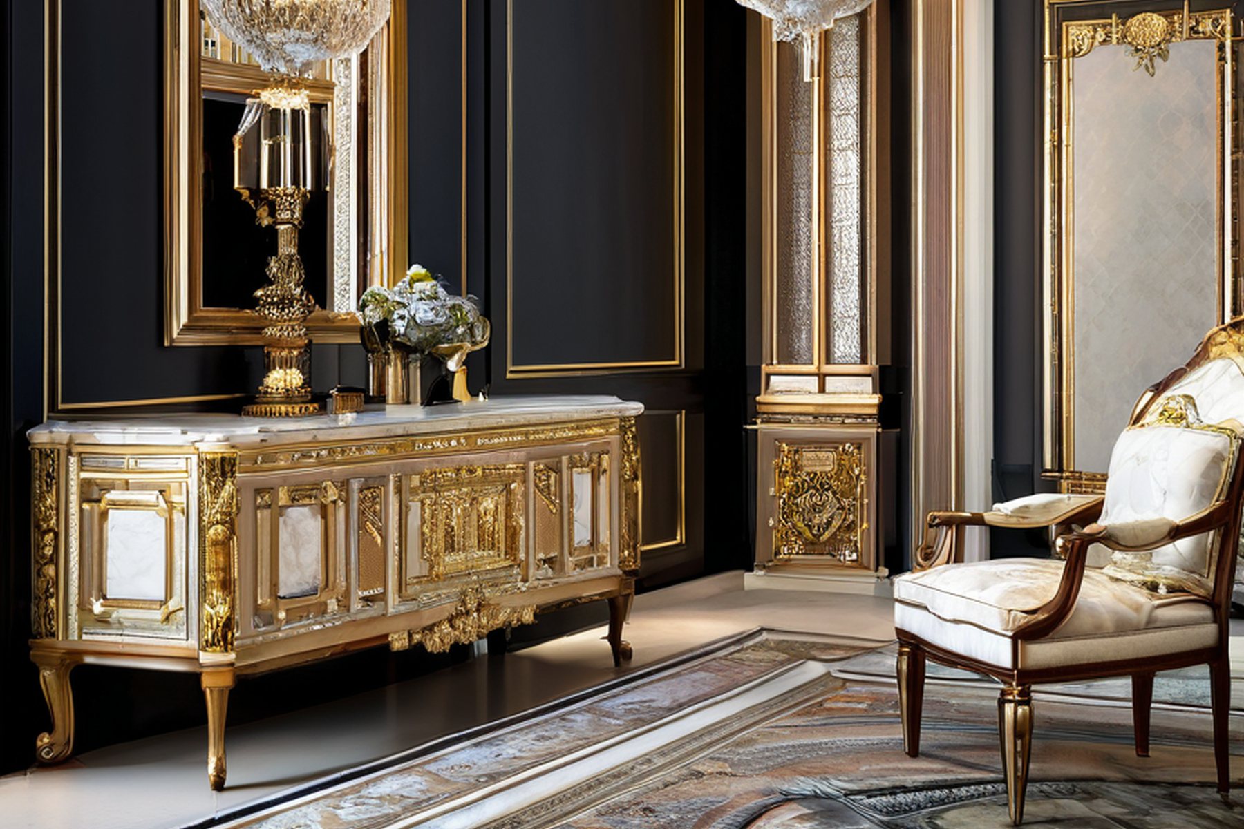 bespoke luxury classic furniture gold leaf process by Modenese Gastone