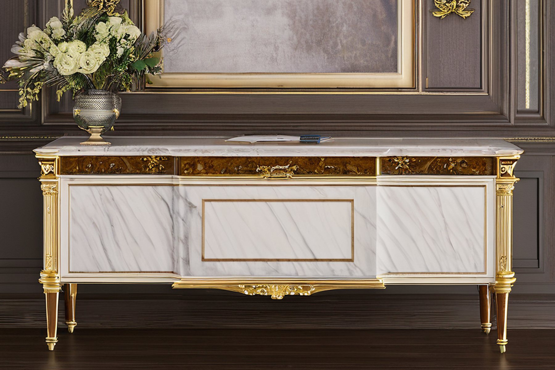 bespoke luxury classic furniture marble fireplace room by Modenese Gastone