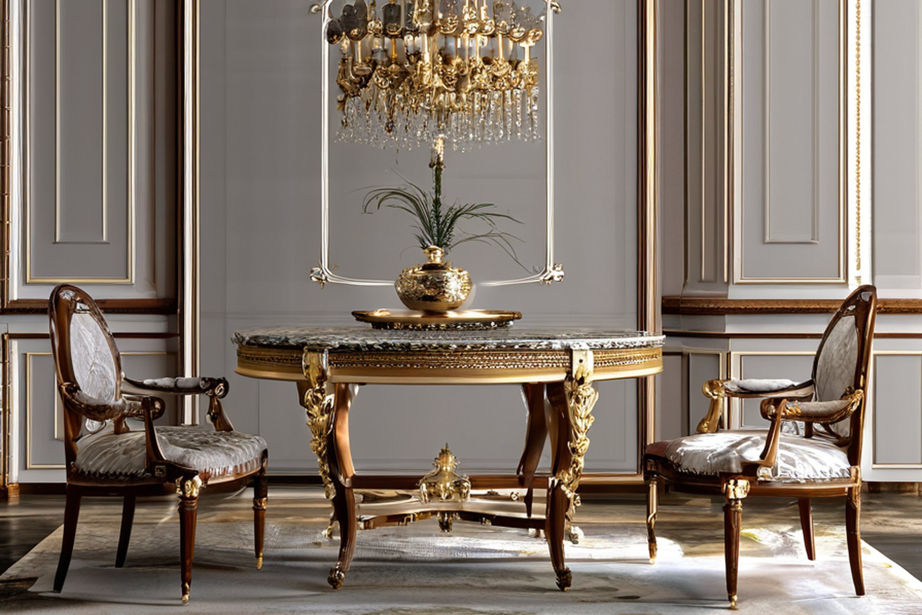 bespoke luxury classic furniture wide column finish table by Modenese Gastone