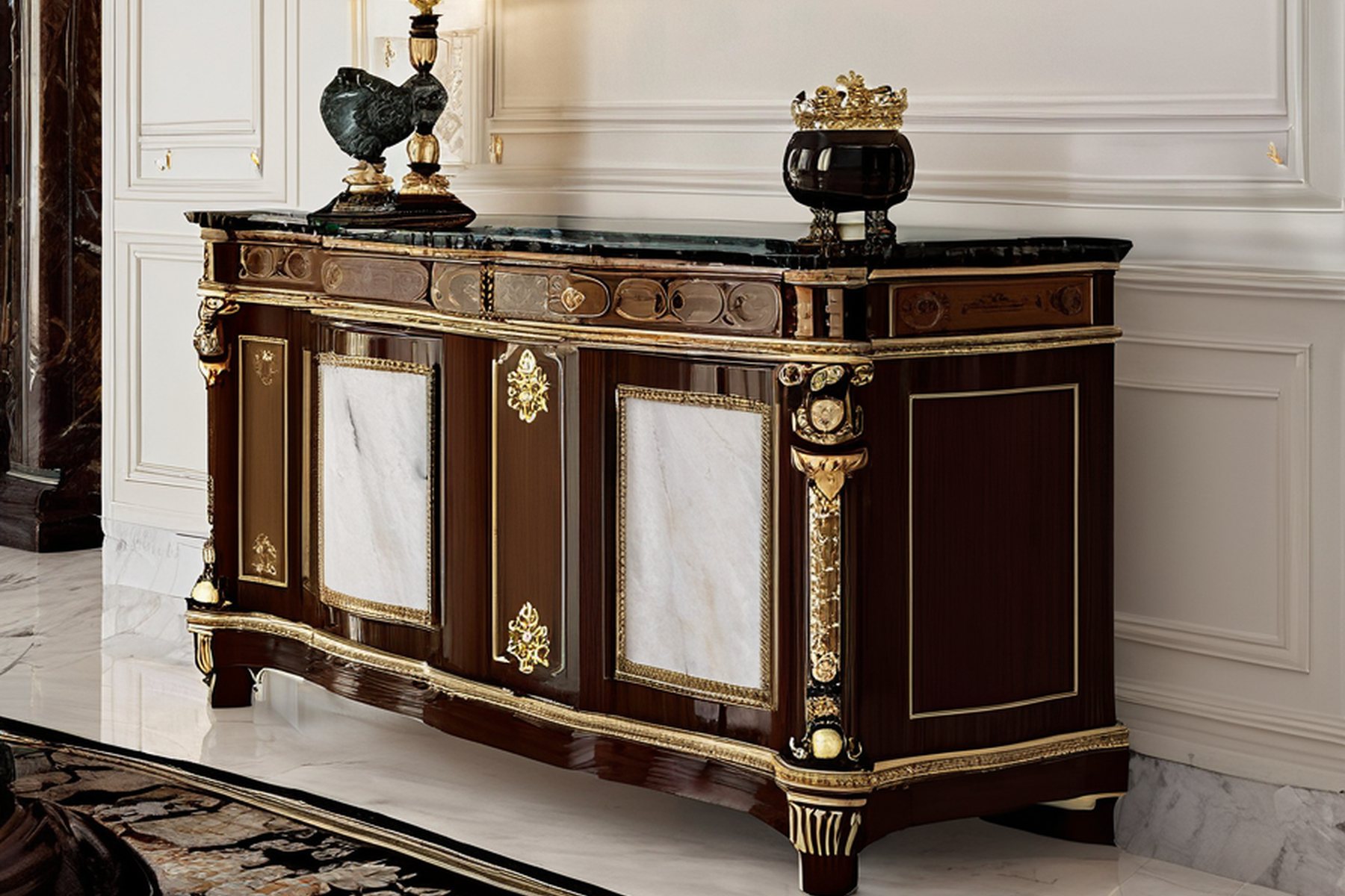 classic furniture materials wood and marble samples by Modenese Gastone