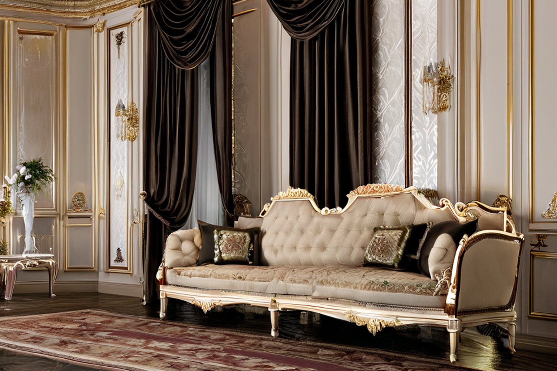 formal Italian classic furniture large reception gallery by Modenese Gastone